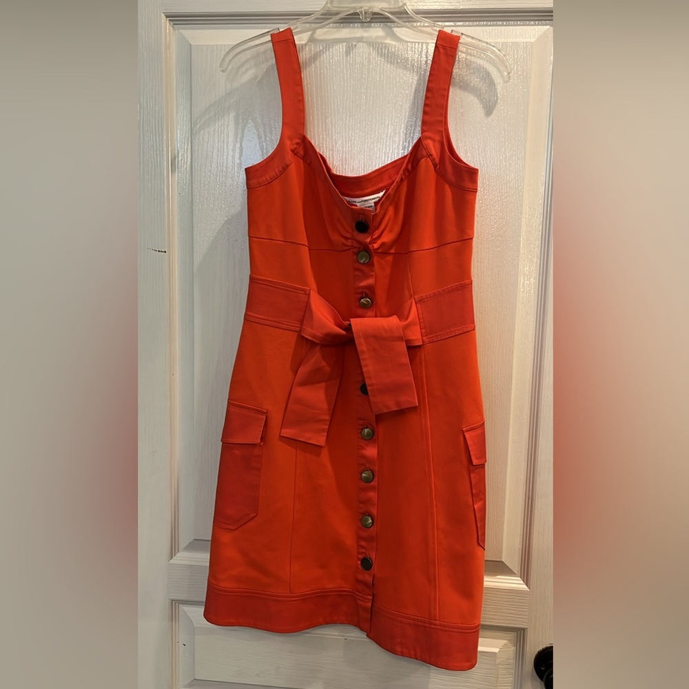 Diane Von Furstenberg Bright Red Button-Front Tank Dress